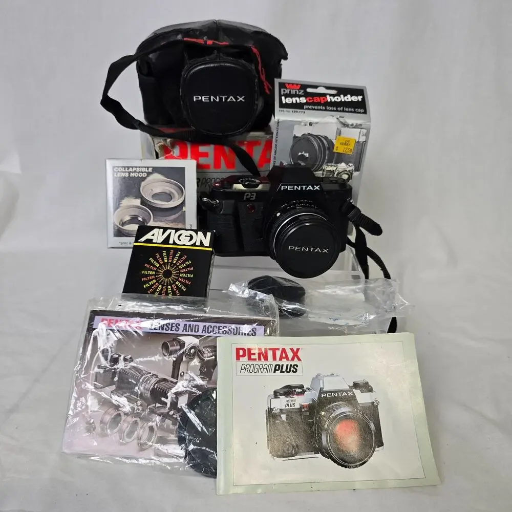 Pentax P3 Super Program 35mm SLR Film Camera & Pentax-M 50mm Lens Not Tested